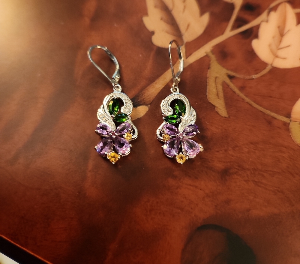 JTV Sterling Silver Multi Gemstone Earrings